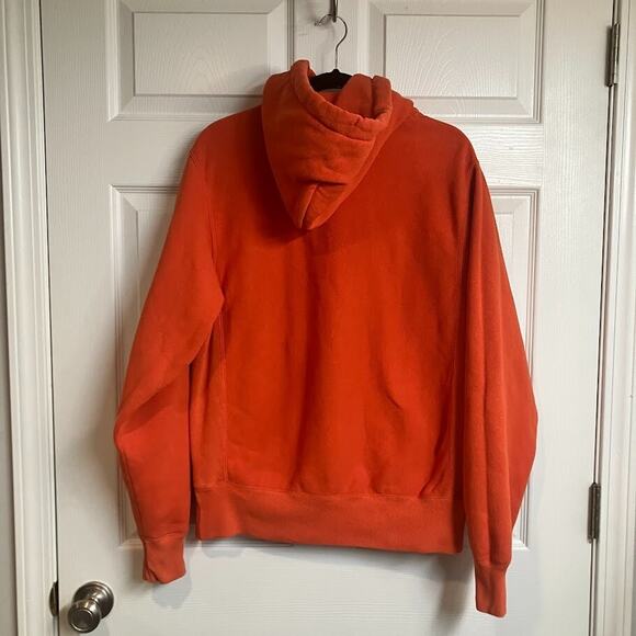 Champion Reverse Weave Hoodie Orange Heavyweight Pullover Sweatshirt Mens Size S - Picture 2 of 13